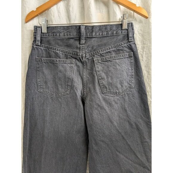 Uniqlo Jeans women size 24" x 31" straight leg baggy black denim 100% cotton B7 - Picture 5 of 11